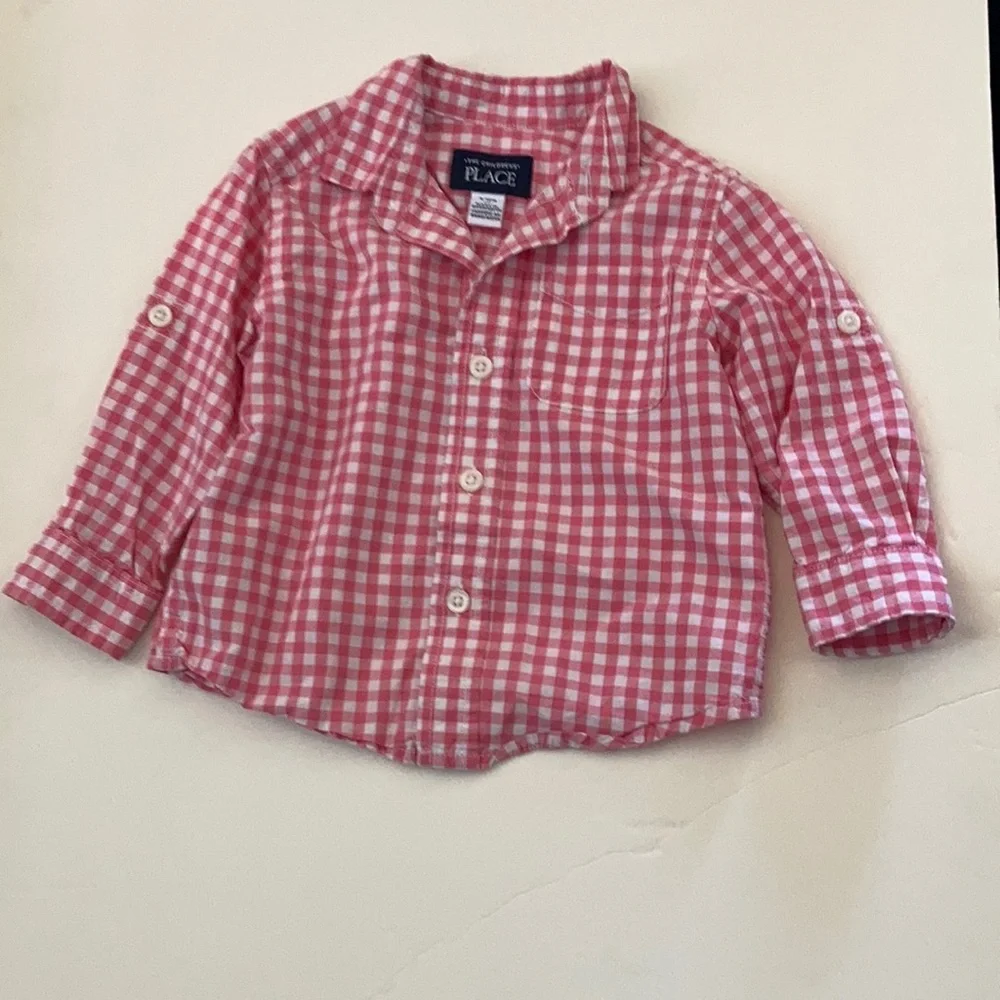Infant Boys’ The Children’s Place Gingham LS Shirt (9-12M)